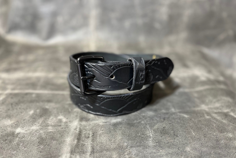 Black 'Stamped Series' Minimalist Belt   (Brass & Nickel Hardware Available)