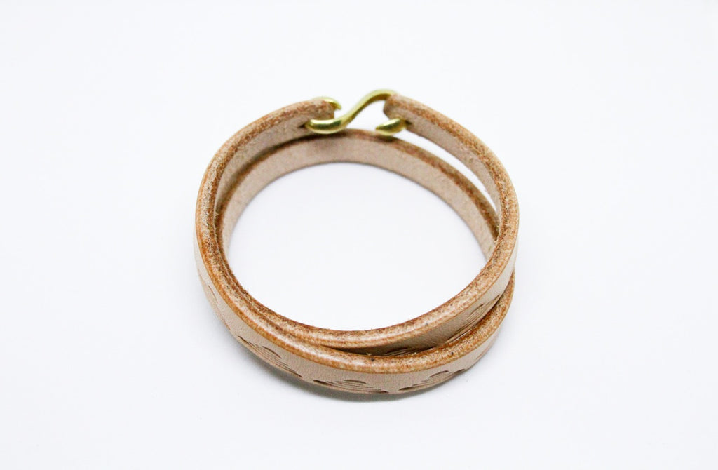 Leather Wrap Bracelet with a Twist - Brass - Brown, Tan or Black